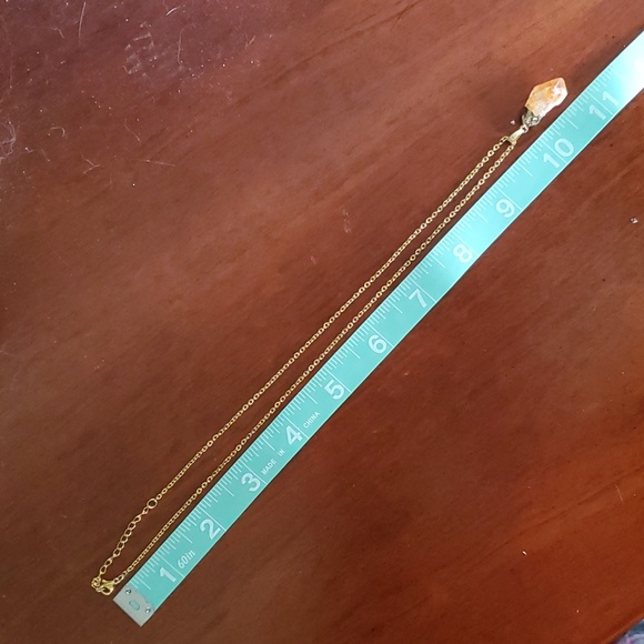 Citrine natural stone necklace with gold-colored chain - Picture 4 of 4